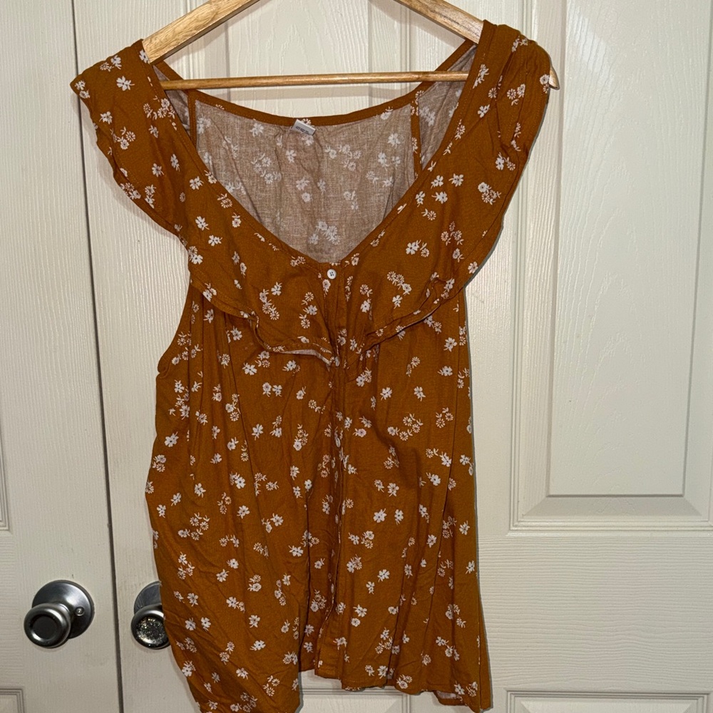 Old Navy Floral Mustard Blouse